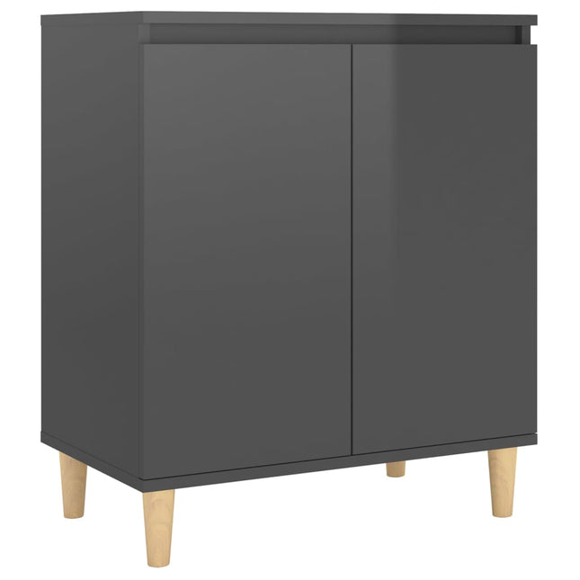 Credenza Gambe Massello Grigio Lucido 60x35x70cm Multistrato
