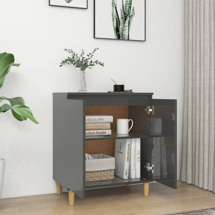 Credenza Gambe Massello Grigio Lucido 60x35x70cm Multistrato