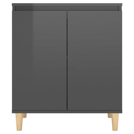 Credenza Gambe Massello Grigio Lucido 60x35x70cm Multistrato
