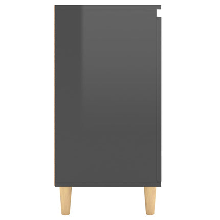 Credenza Gambe Massello Grigio Lucido 60x35x70cm Multistrato