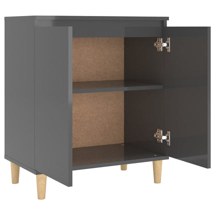 Credenza Gambe Massello Grigio Lucido 60x35x70cm Multistrato
