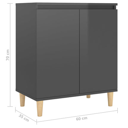 Credenza Gambe Massello Grigio Lucido 60x35x70cm Multistrato