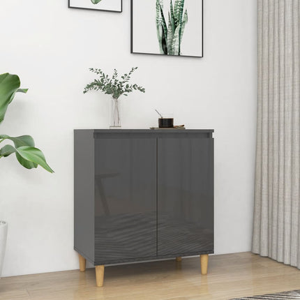 Credenza Gambe Massello Grigio Lucido 60x35x70cm Multistrato