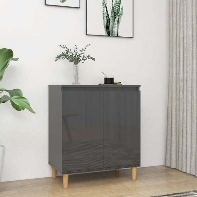 Credenza Gambe Massello Grigio Lucido 60x35x70cm Multistrato
