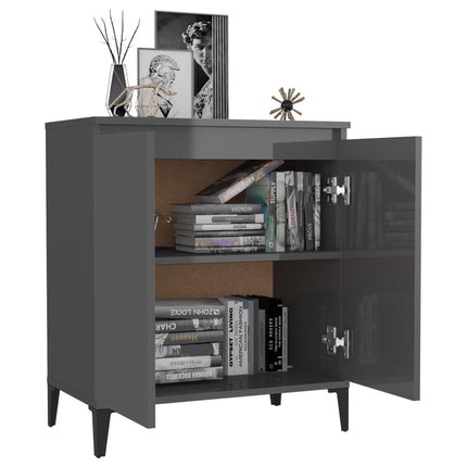 Credenza Grigio Lucido 60x35x70 cm in Legno Multistrato