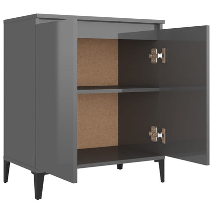 Credenza Grigio Lucido 60x35x70 cm in Legno Multistrato