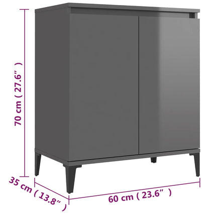 Credenza Grigio Lucido 60x35x70 cm in Legno Multistrato