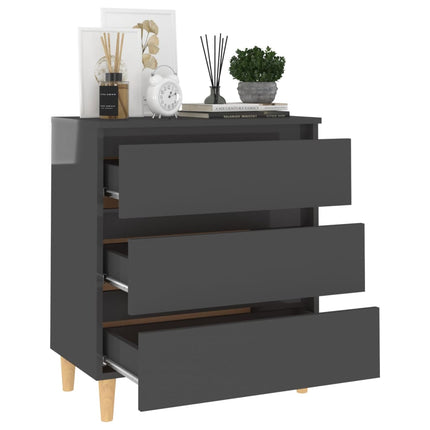 Credenza Grigio Lucido 60x35x69 cm in Legno Multistrato