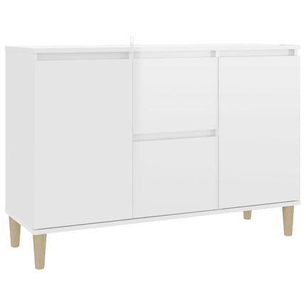 Credenza Bianco Lucido 101x35x70 cm in Legno Multistrato