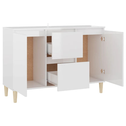 Credenza Bianco Lucido 101x35x70 cm in Legno Multistrato