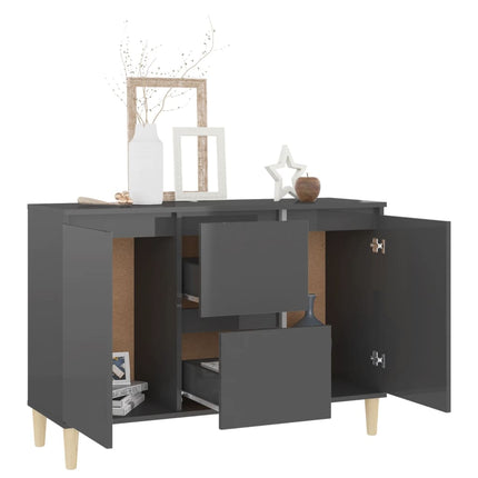 Credenza Grigio Lucido 101x35x70 cm in Legno Multistrato