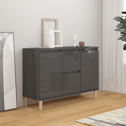 Credenza Grigio Lucido 101x35x70 cm in Legno Multistrato