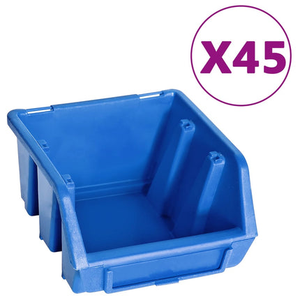 Kit Contenitori 48 pz con Pannelli a Parete Blu e Nero