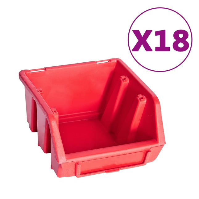 Kit Contenitori 80 pz con Pannelli a Parete Rosso e Nero