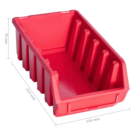 Kit Contenitori 80 pz con Pannelli a Parete Rosso e Nero