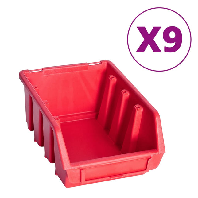 Kit Contenitori 103 pz con Pannelli a Parete Rosso e Nero
