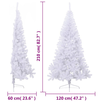Albero di Natale Artificiale MetÃ  con Supporto Bianco 210cm PVC