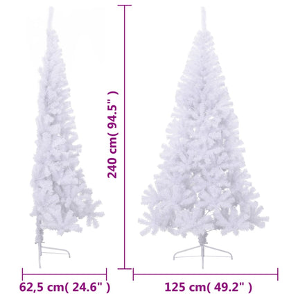 Albero di Natale Artificiale MetÃ  con Supporto Bianco 240cm PVC