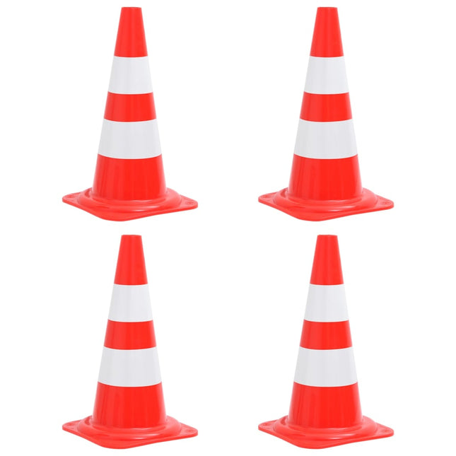 Set Coni Segnaletici Stradali Riflettenti 4pz Rosso Bianco 50cm
