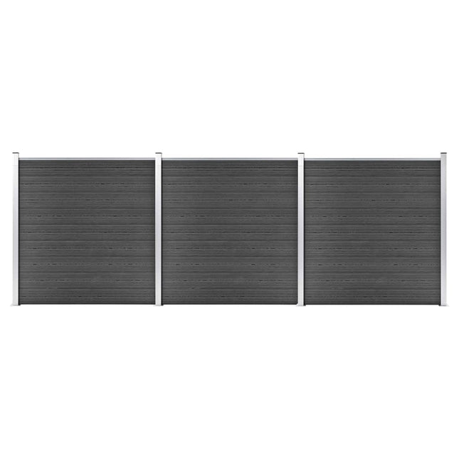 Set Pannelli di Recinzione in WPC 526x186 cm Nero
