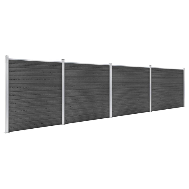 Set Pannelli di Recinzione in WPC 699x186 cm Nero