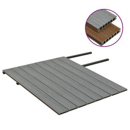 Listoni Decking WPC con Accessori Marroni e Grigi 16 mÃ‚Â² 2,2 m