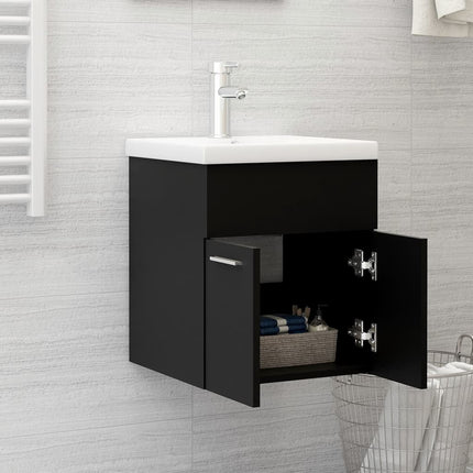 Mobile da Bagno con Lavabo Integrato Nero in Truciolato