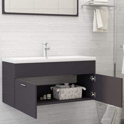 Mobile da Bagno con Lavabo Integrato Grigio in Truciolato
