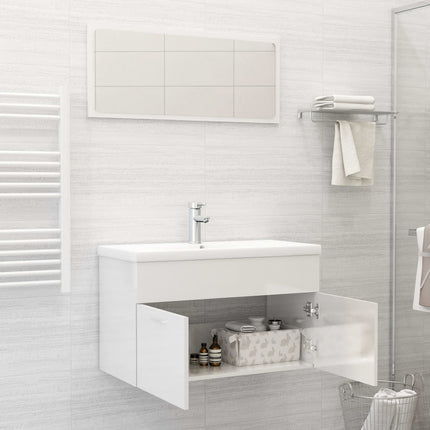 Set Mobili da Bagno Bianco Lucido in Truciolato