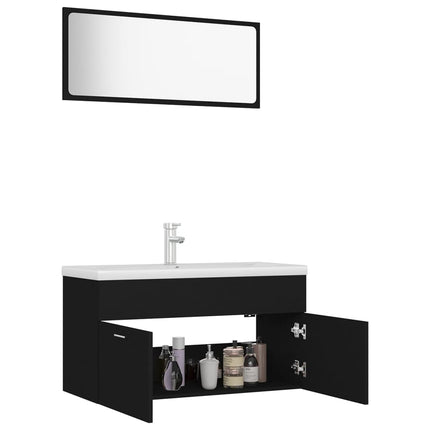 Set Mobili da Bagno Nero in Truciolato