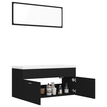 Set Mobili da Bagno Nero in Truciolato