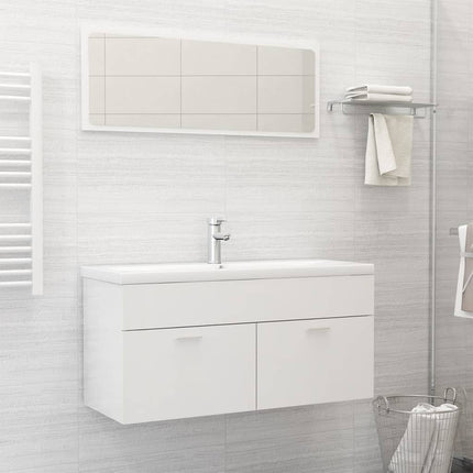 Set Mobili da Bagno Bianco Lucido in Truciolato
