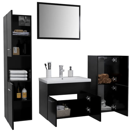 Set Mobili da Bagno Nero in Truciolato