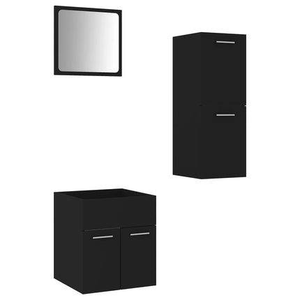 Set Mobili da Bagno Nero in Truciolato