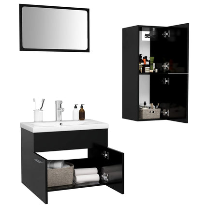 Set Mobili da Bagno Nero in Truciolato