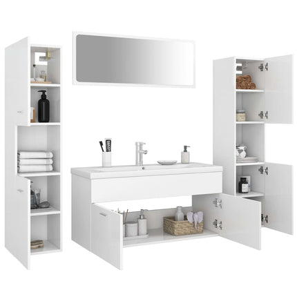 Set Mobili da Bagno Bianco in Legno Multistrato