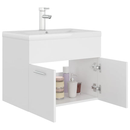 Mobile con Lavabo Integrato Bianco in Legno Multistrato