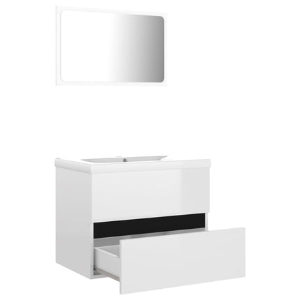 Set Mobili da Bagno Bianco Lucido in Truciolato