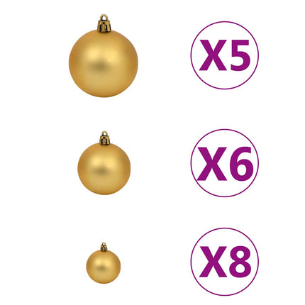Set Natale con 61 Palline Punta e 150 Luci LED Oro e Bronzo