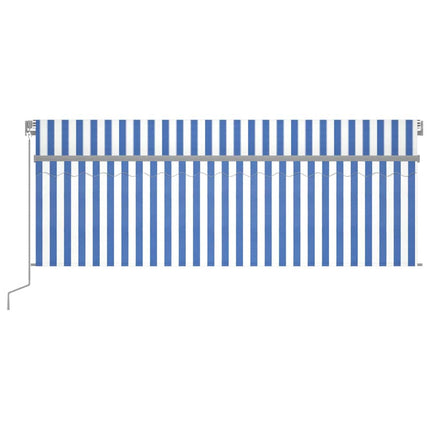 Tenda Sole Retrattile Manuale con Parasole 4,5x3m Blu e Bianco