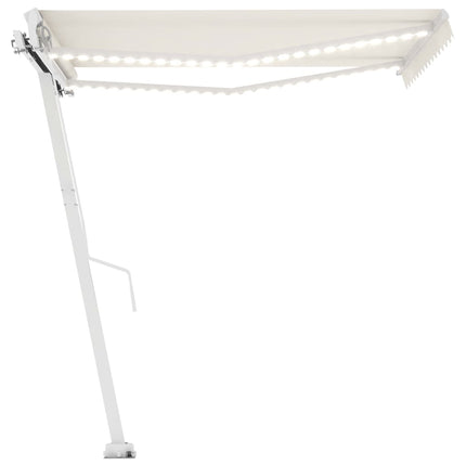 Tenda da Sole Retrattile Manuale con LED 350x250 cm Crema