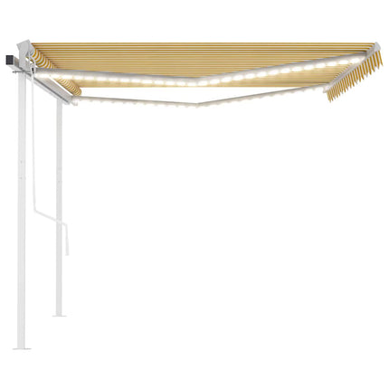 Tenda Automatica con Sensore Vento LED 4x3 m Gialla e Bianca