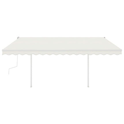 Tenda da Sole Retrattile Manuale con Pali 4,5x3 m Crema