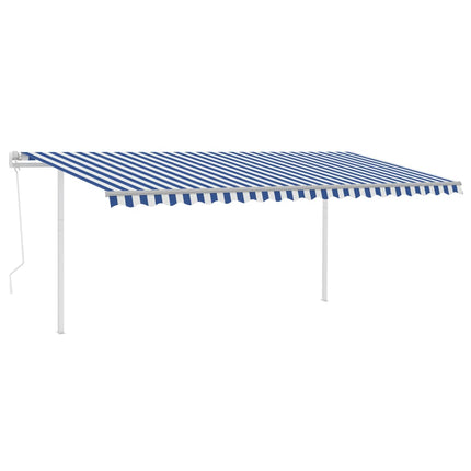 Tenda Automatica con Sensore Vento e LED 5x3 m Blu Bianca