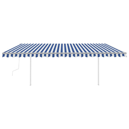 Tenda Automatica con Sensore Vento e LED 5x3 m Blu Bianca