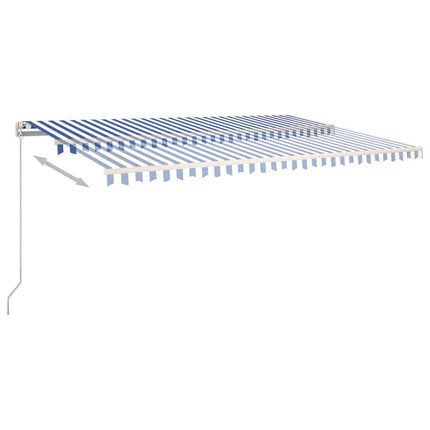 Tenda Automatica con Sensore Vento e LED 5x3 m Blu Bianca