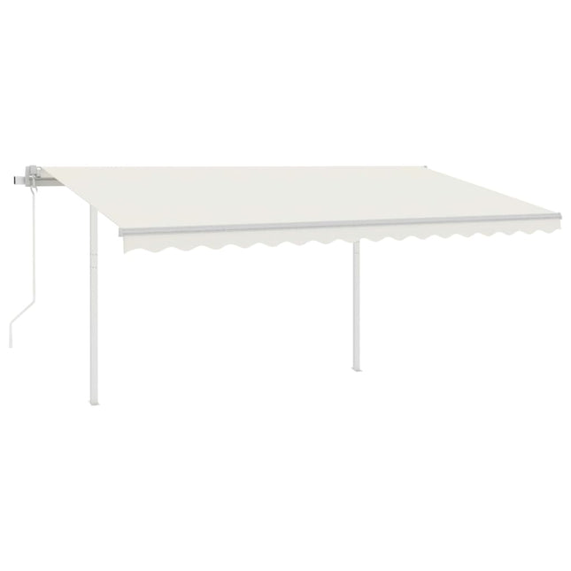 Tenda da Sole Retrattile Manuale con Pali 4,5x3,5 m Crema