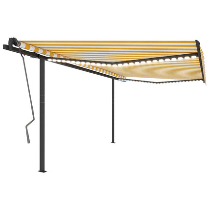 Tenda Automatica con Sensore Vento e LED 4x3 m Gialla Bianca