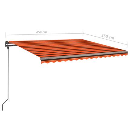 Tenda Sole Retrattile Manuale Pali 4,5x3,5 m Arancione Marrone