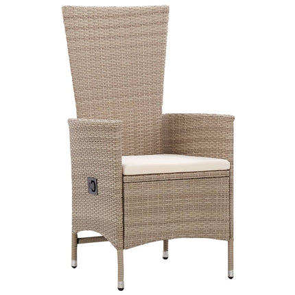Set da Pranzo per Giardino 5 pz con Cuscini in Polyrattan Beige